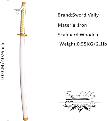 Vista 47 de Sword Valley Demon Series Sword About 40.9 ″ – Cosplay Prop Anime Sword Slayers Katana – Textura original de anime, símbolo de tallado de hoja