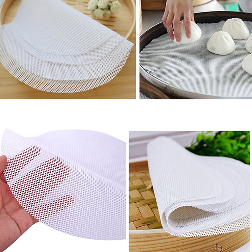 5Pcs Silicone Steamer Mat Pad, 16-25cm Reusable Non-Stick Steamer Liners Dim Sum Mesh for Steaming Basket Cooking, Vegetables, Rice - Image 4