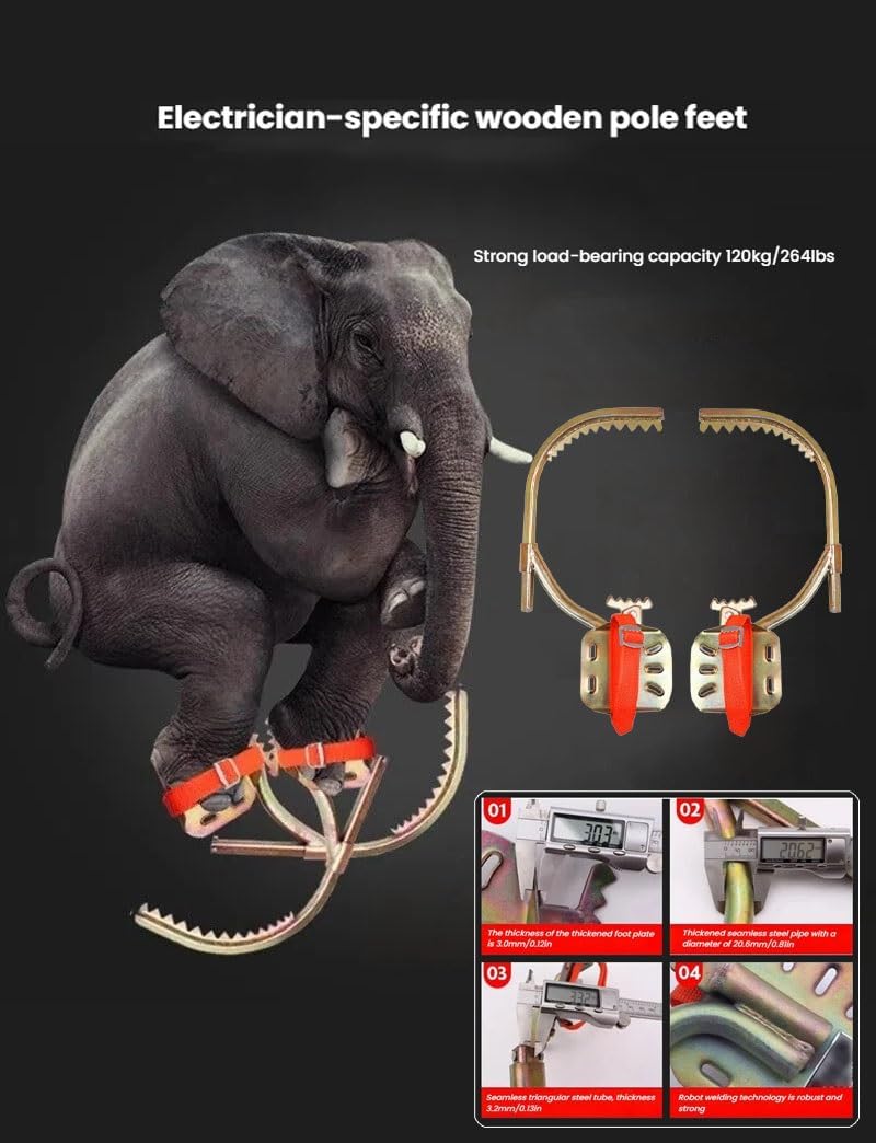 Portable Tree Climbing Spikes for Workers,Adjustable Pole Climbing Spikes with Foot Buckle,Non-Slip Tree Climbers Gear for Electricians