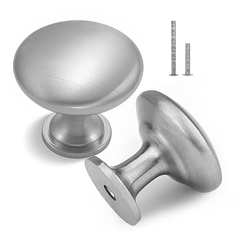 30 Pack Round Cabinet Knobs for Kitchen Bathroom Closet Dresser，Silvery