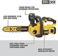 Vista 5 de DEWALT Kit de motosierra MAX* XR de 20 V, batería de 5 Ah, 12 pulgadas (DCCS620P1)