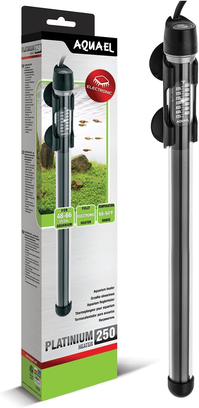 Aquael Platinium Aquarium Heater for Freshwater & Saltwater Aquariums - 250 Watt, 48-66 Gallons 250 Watts / 48 - 66 Gallons