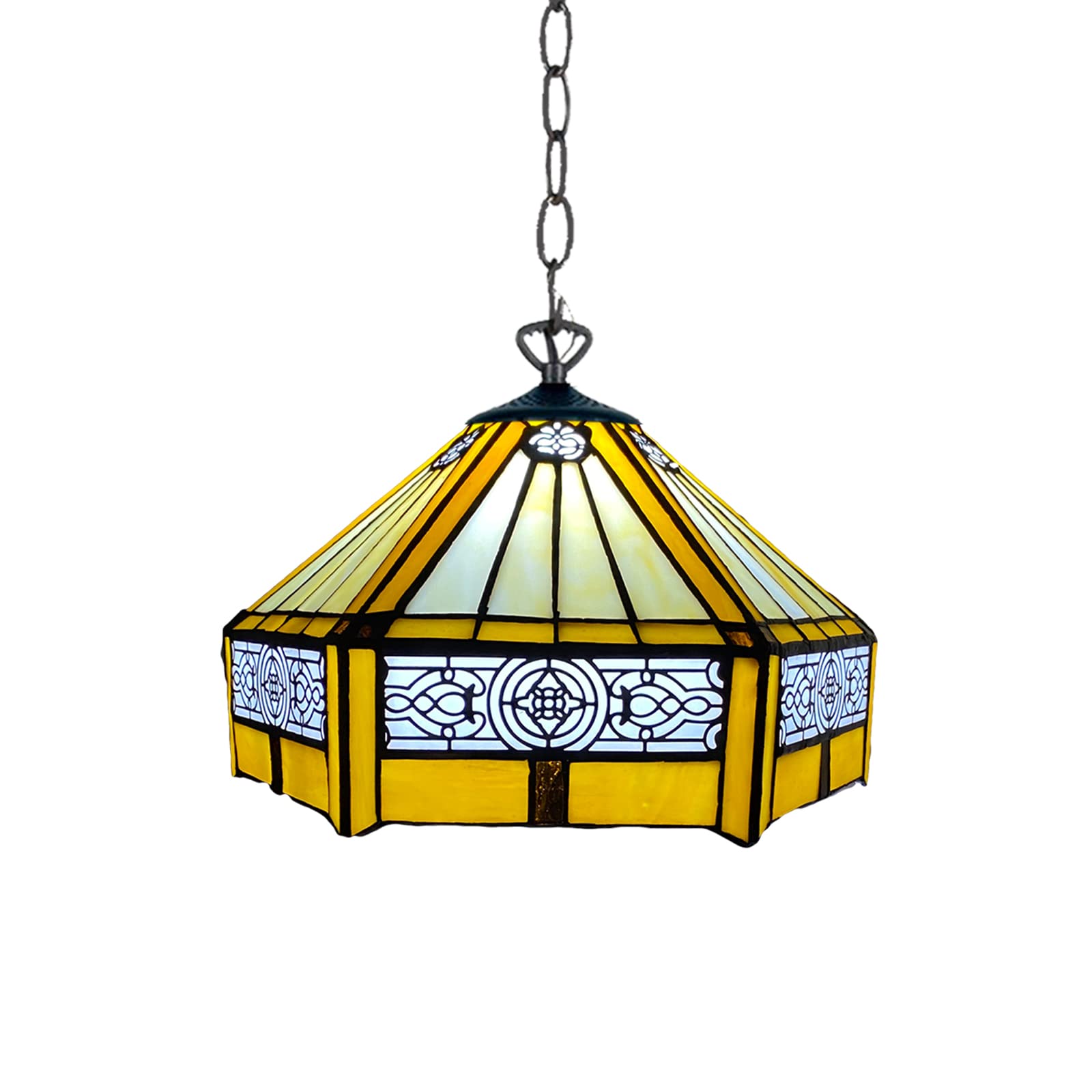 Auroh Tiffany Pendant Lamps Handcrafted Stained Glass Lamp Shades Stunning Quality Antique Design Pendant Light for Living Room Bedroom Lounge Hallway (P-1005)