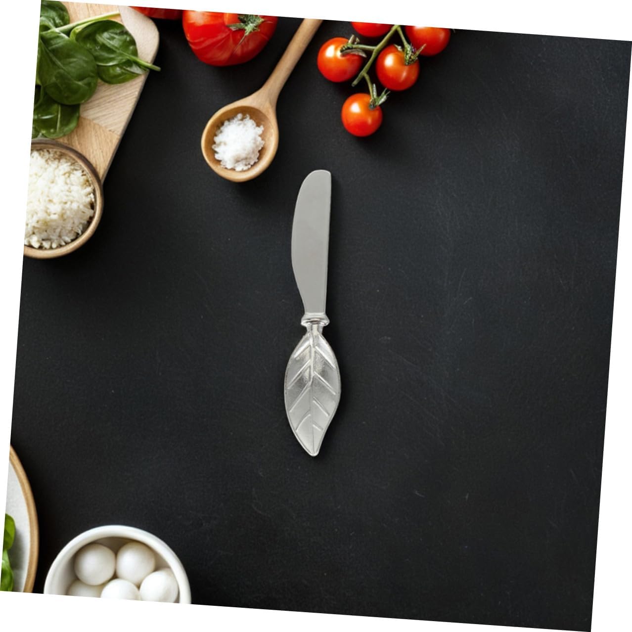 INOOMP Zinc Alloy Leaf Butter Spreader Knives, Silver Set 4pcs