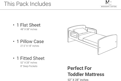 Miniatura 5 de Juego de sábanas para niños pequeños 100 % algodón, 3 piezas, suave y transpirable, sábana bajera, sábana encimera elástica y funda de almohada tipo