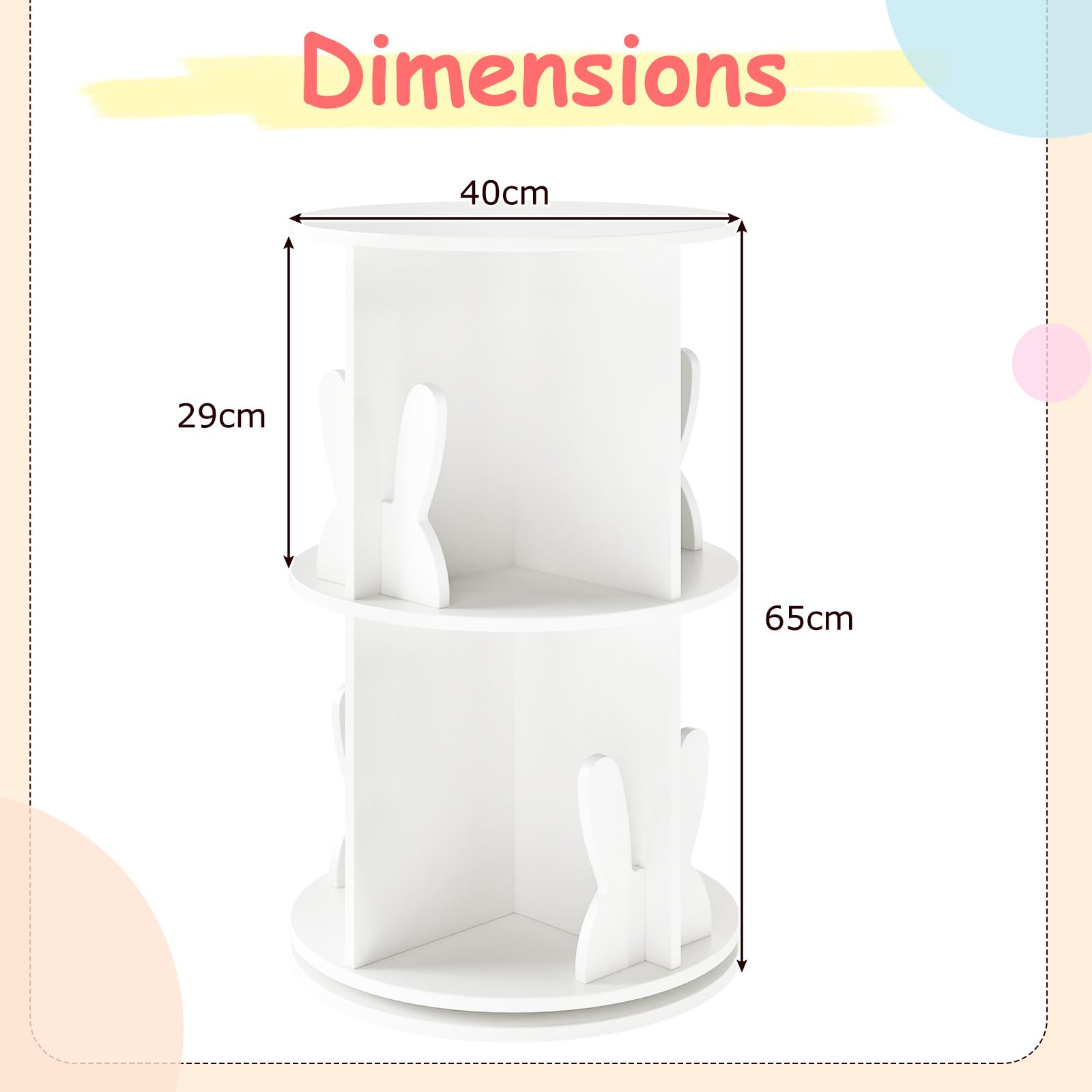 COSTWAY Bibliothèque Enfant Rotative à 360°à 2 Niveaux avec 8 Compartiments Ouverts, Étagère à Livres avec Cloisons en Forme Lapin, Patins Antidérapants pour Chambre d'enfant Salon (Blanc)