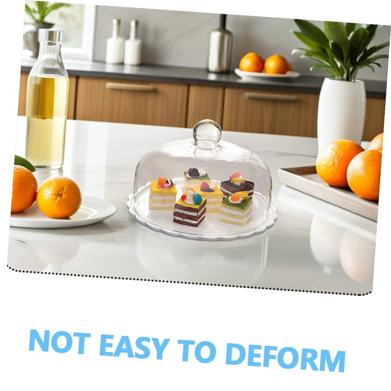 STAHAD Plato de Cristal para Pasteles con Tapa de Vidrio Transparente, Base de cerámica, 9.25 Pulgadas, 1 Set, para Cocina y Eventos