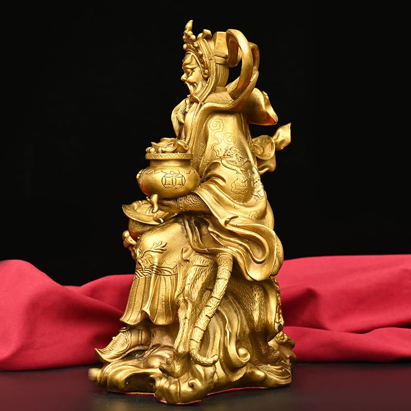 Posąg Buddy do wnętrz Bóg bogactwa rzeźba mosiężna statua Buddy ozdoby domowe kult feng shui rzeźba biurowa dekoracja pulpitu medytacyjna statuetka Buddy rzeźba (M)