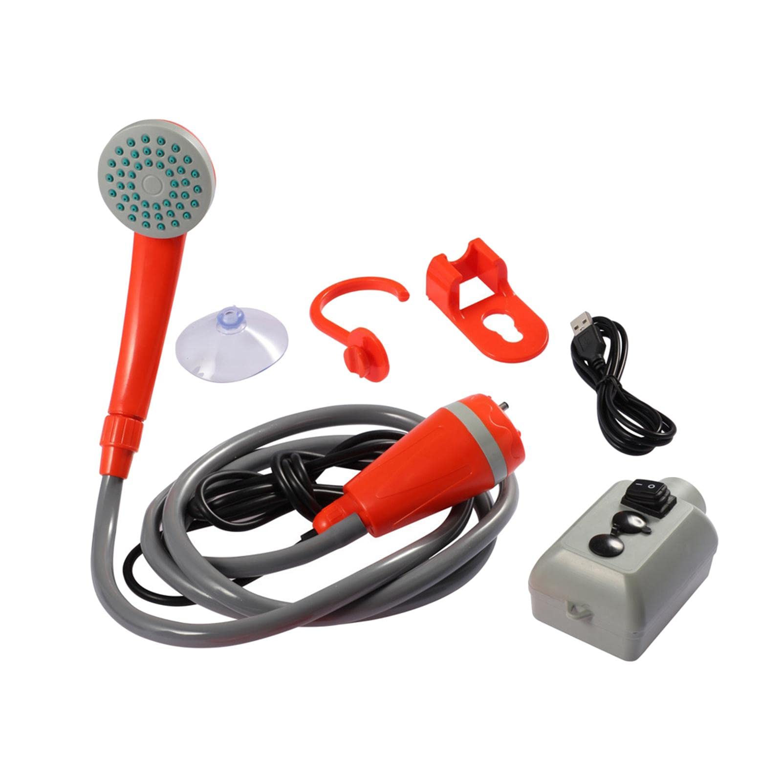 Merishopp Portable Camping Shower Pump Compact 12V for Dog Cleaning Hiking Orange Sporting Goods|| Outdoor Sports|| Camping & Hiking|| Camping Hygiene & Sanitation|| Portable Showers & Accessories-image-23