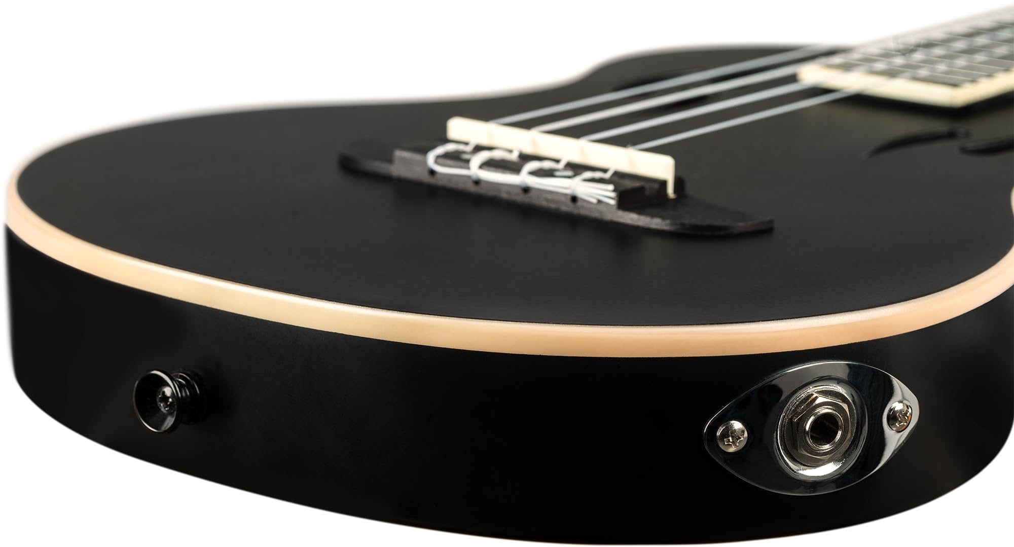 Ortega Guitars Ukulélé Ténor Électro-Acoustique – Corps Plein – Tourplayer Series – Housse Incluse – Épicéa/Okoumé, Noir (RTPS-U-SBK)