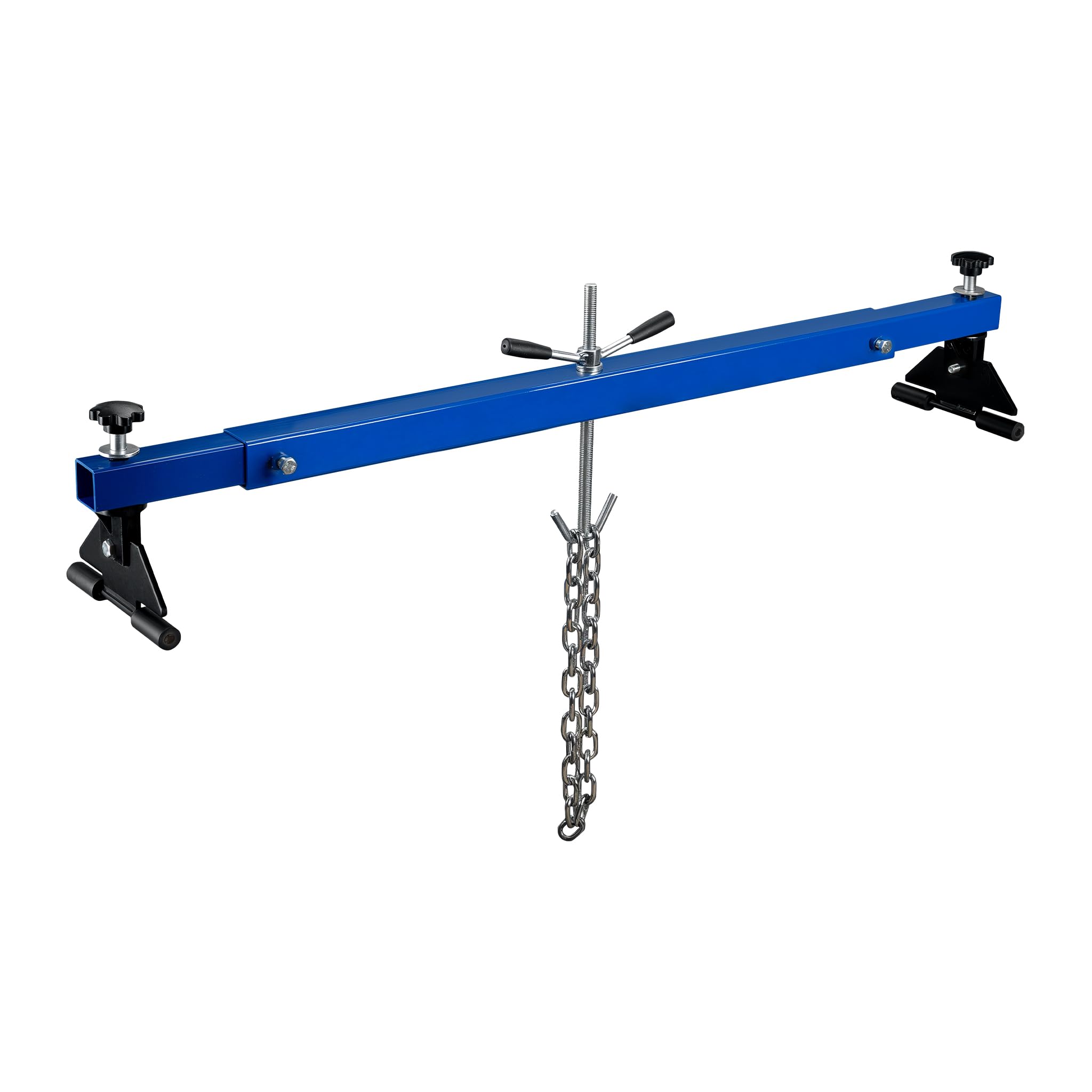 WilTec Puente Elevador de Motor hasta 300 kg viga de elevación en Acero travesaño de Guardabarros con pie de Goma para reparación Motor de Coche Soporte Elevador Levantador de Motor
