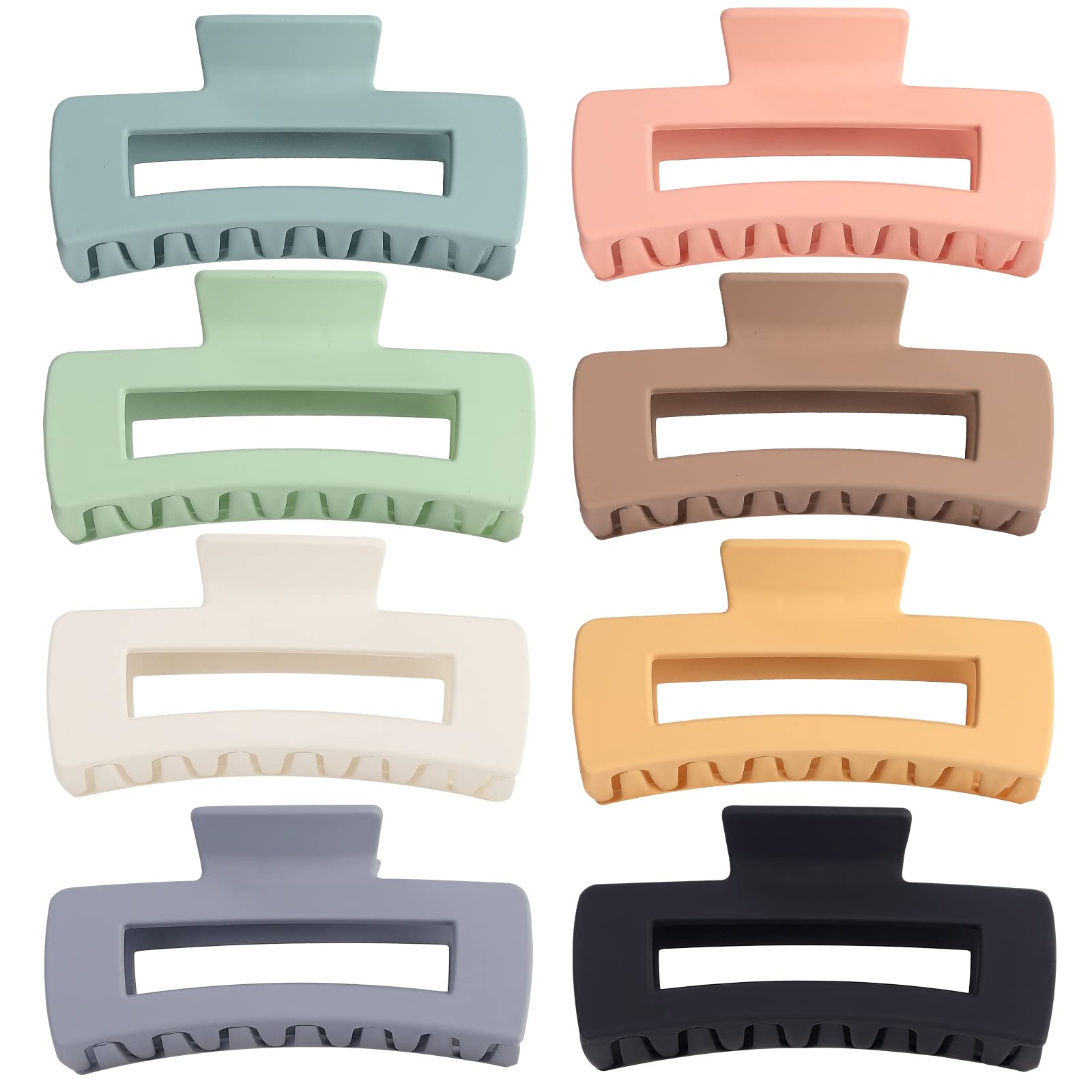 Mollette grandi per capelli da 10 cm, 8 fermagli rettangolari per capelli grandi, per capelli spessi e rettangolari, in acrilico, accessori per capelli per donne e ragazze (colore chiaro)