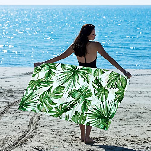 30”X60” Oversized Microfiber Green Tropical Beach Towel, Thin Lightweight Pool Swim Palm Tree Bath Shower Towel, Cute Quick Dry And Sand Proof Beach Towel Blanket Tropical Gifts For Women Girls #TOP2