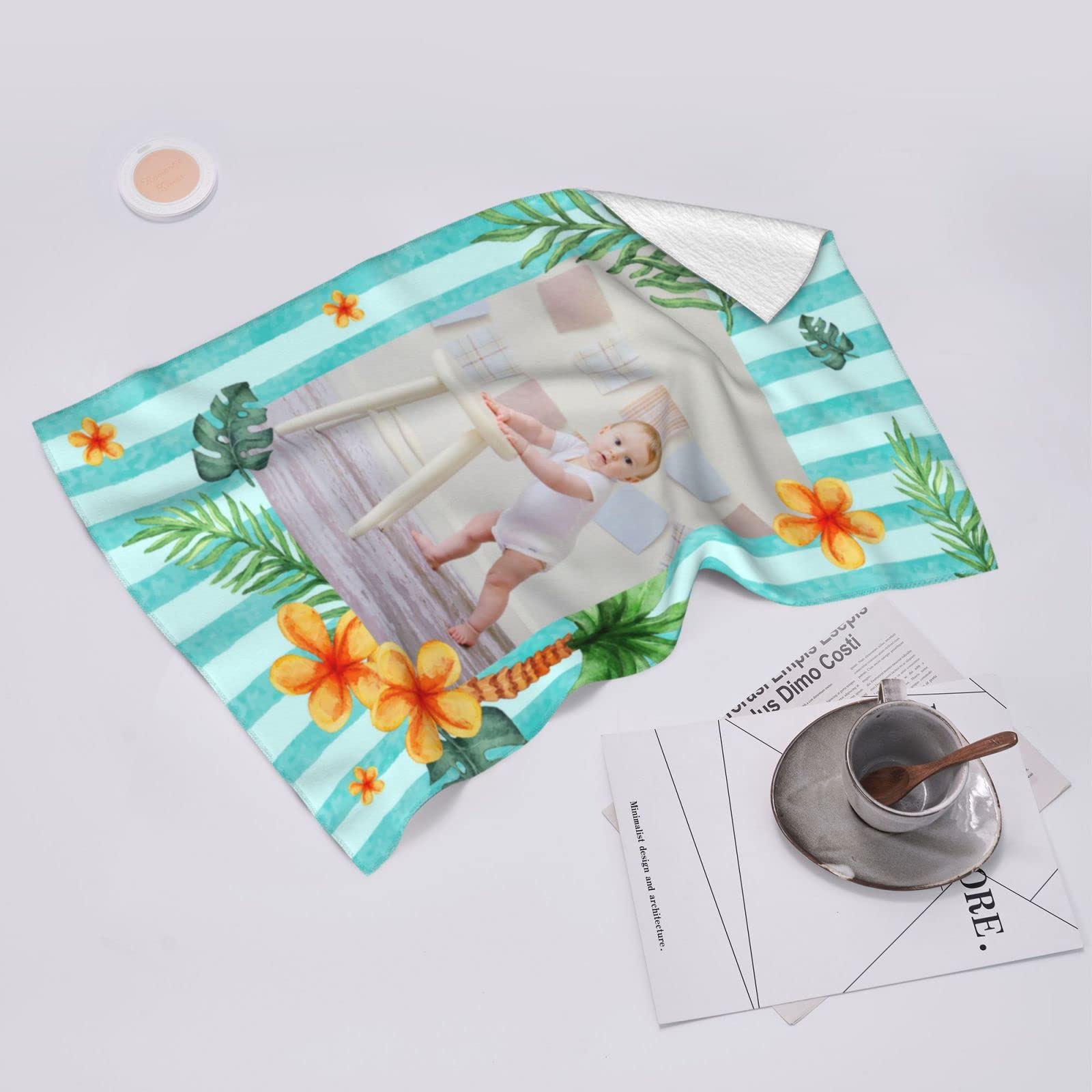 Asciugamano Personalizzato Con Foto, Nome O Logo, In Microfibra, 71x35.6 Cm, Bianco - 2