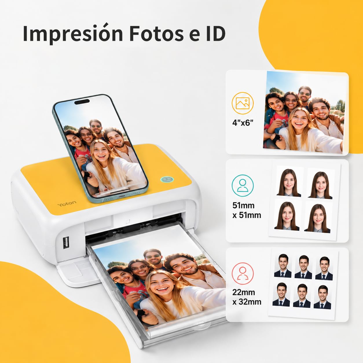 YOTON Impresora Fotos Movil, Impresora Fotos Portatil con 54 Fotos Incluidas, Conexión Wi-Fi, Impresión de Vídeo AR y Imprimir Foto de Identidad, para iOS/Android/PC (Sistema Mac no Compatible)