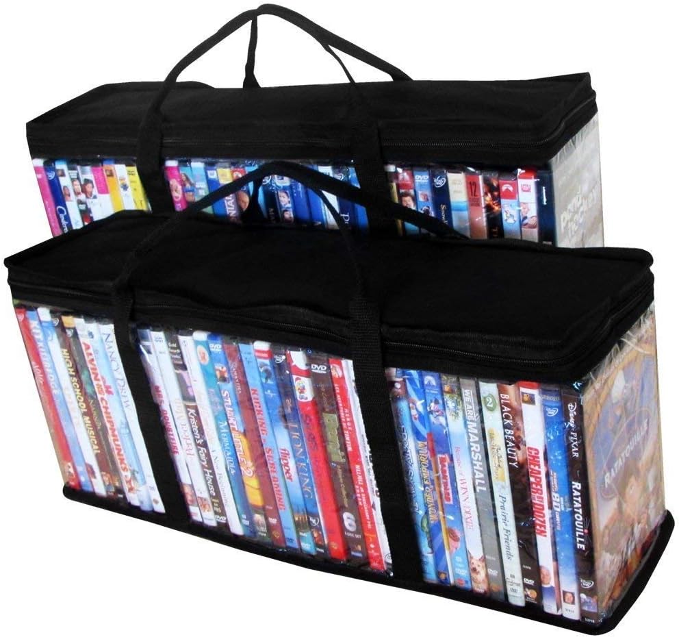 DVD Storage Organizer - Classic Set Of 2 Storage Bags With Room For 40 DVDs Each For A Total Of 80