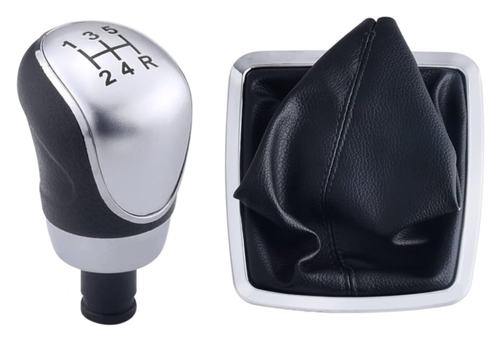 Jsrvqkms S1silver Car Gear Knob For Focus 2 Mk2 Fl Mk3 Mk4 Mk7 For Mondeo For Galaxy Manual Silver Black Gear Shift Knob 5 6 Speed Gaiter Boot(S1silver)