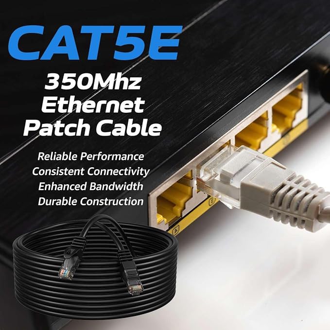 Cable de red Ethernet Cat5e 15ft Negro miniatura 2