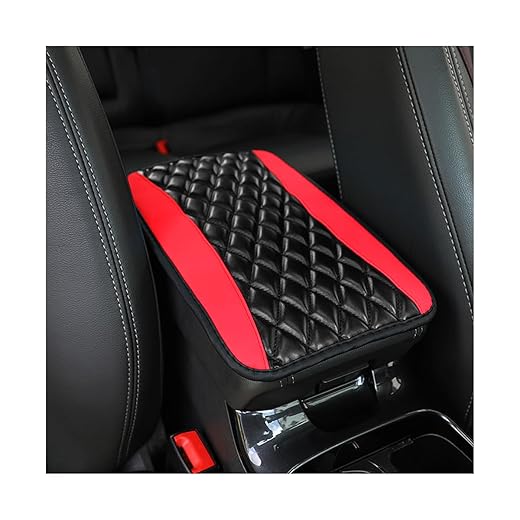 Moly Magnolia Car Center Console Cushion Pad, Universal Leather Waterproof Armrest Seat Box Cover Protector,Comfortable Car Decor Accessories Fit for Most Cars, Vehicles, SUVs (Red)