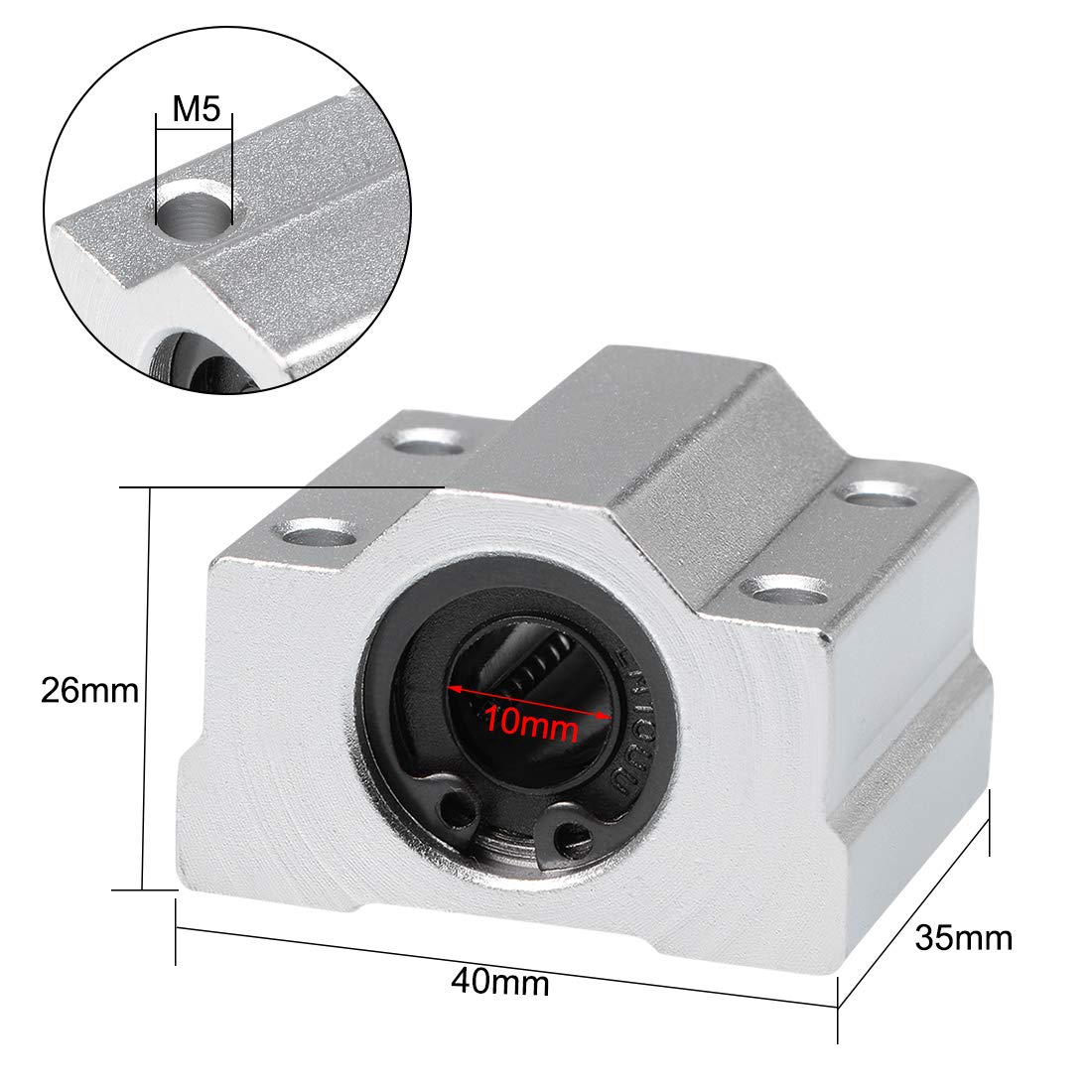 PATIKIL SCS10UU 10mm Foro Dia Lineare Sfera Cuscinetto Slitta Blocco Unità, 4pz