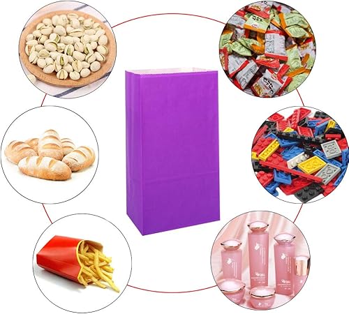 Miniatura 4 de Bolsas de papel de color brillante mini KEYYOOMY, bolsas de regalo de fiesta púrpura, bolsitas de papel para fiesta pequeña, bolsa de lonchera de