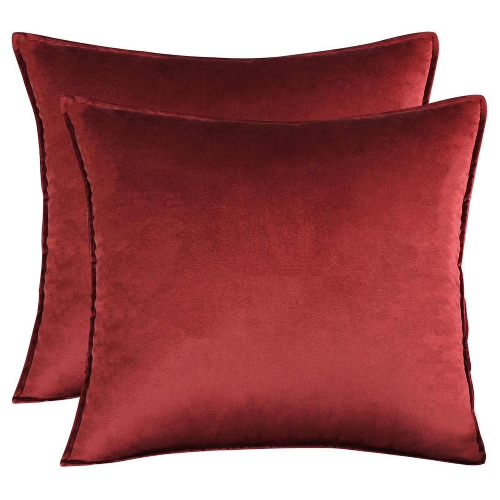 Wycian Juego de cojines decorativos, fundas de almohada rojas, 45 x 45 cm, terciopelo burdeos, monocolor, decoración para dormitorio, salón, sofá, oficina
