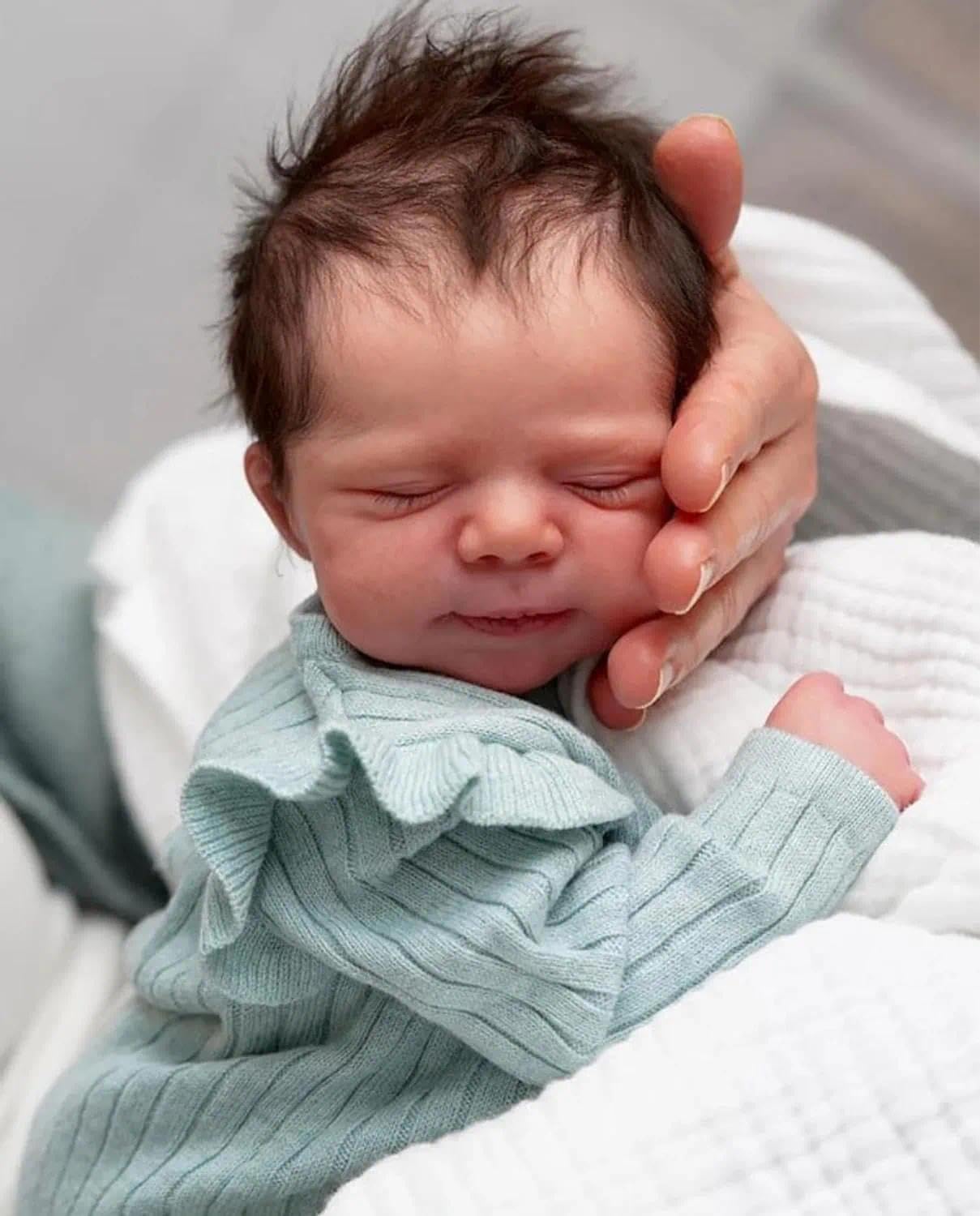 Zero pam Reborn Baby Mädchen - 45 cm Babypuppe Weichkörper Puppe Lebensecht Mit Haaren, Realistische Baby Reborn Mit Haaren Lebensecht Baby Wie Echtes, Reborn Puppe Für Kinder 3+