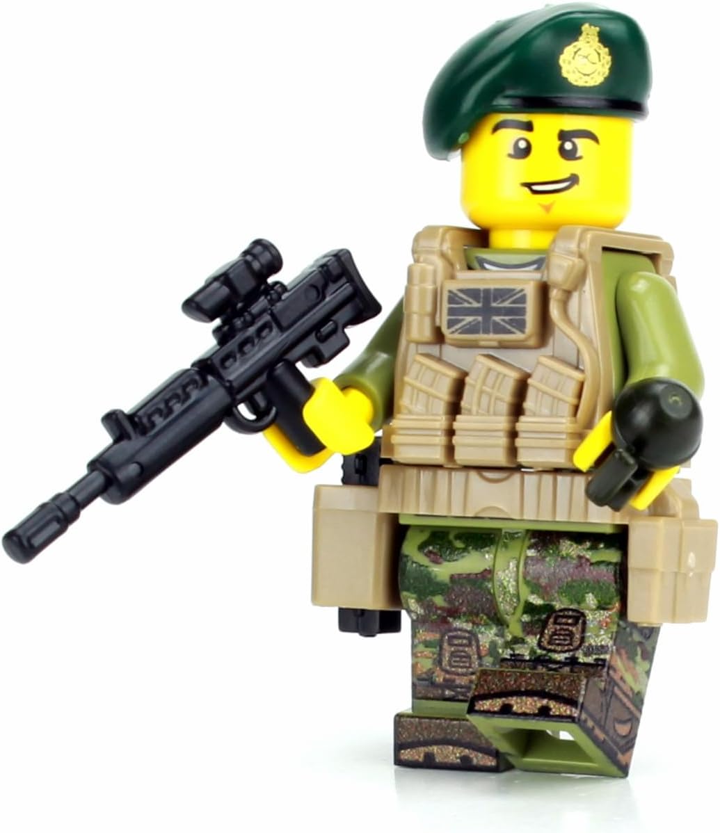 1.6 Inches Tall Royal Marine British Infantry Custom Minifigure | Collectible Genuine Military Minifig | Camo Printed in the USA | Great Gift for Ages 8+ to Adult AFOL
