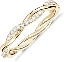 PAVOI 14K Gold Plated Cubic Zirconia Twisted Rope Eternity Band Yellow Gold for Women Size 7