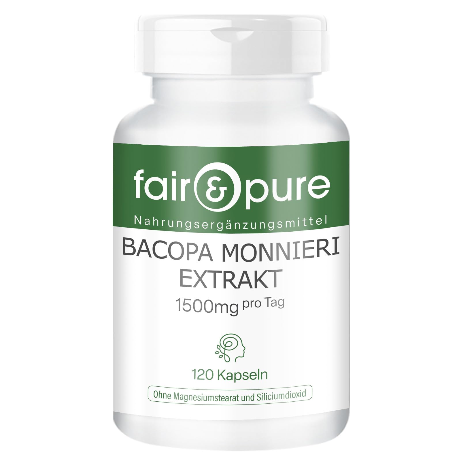 Fair & Pure Bacopa Monnieri Extrakt Kapseln 1500mg pro Tag, 120 Kapseln