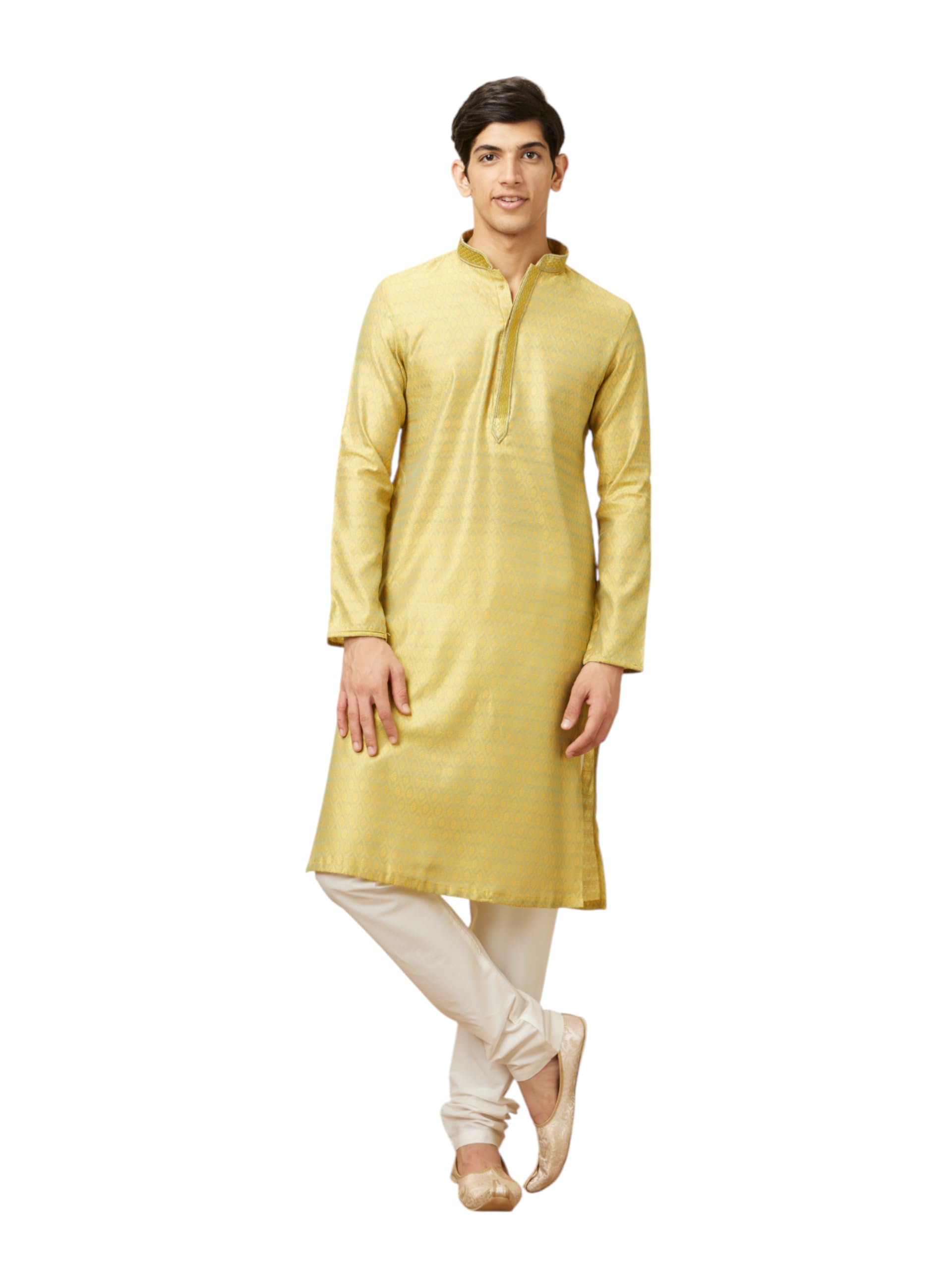 Men's Embroidered Self Design Kurta Churidar Set (2pcs)-image-30