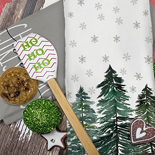Christmas Dish Towels For Christmas Decor Green Xmas Tree Kitchen Towels 18X26 Inch Noel Grey Snowflake Washcloths Seasonal Ultra Absorbent Bar Drying Merry Christmas Hand Towel For Bathroom Set Of 2 #TOP5