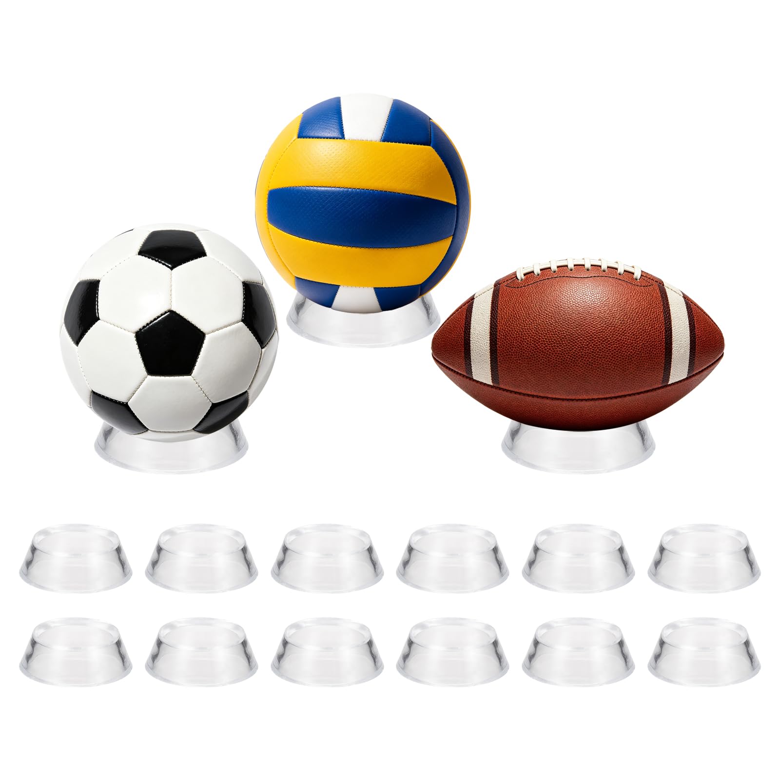 YELARXI Ball Display Stand, 2Sizes Display Clear Round Acrylic Display Holders Ring Baseball Stand & 12 Pcs & Clear - Fitting for (Easter Eggs/Golf Ball/Baseball/Softball/Tennis Ball)