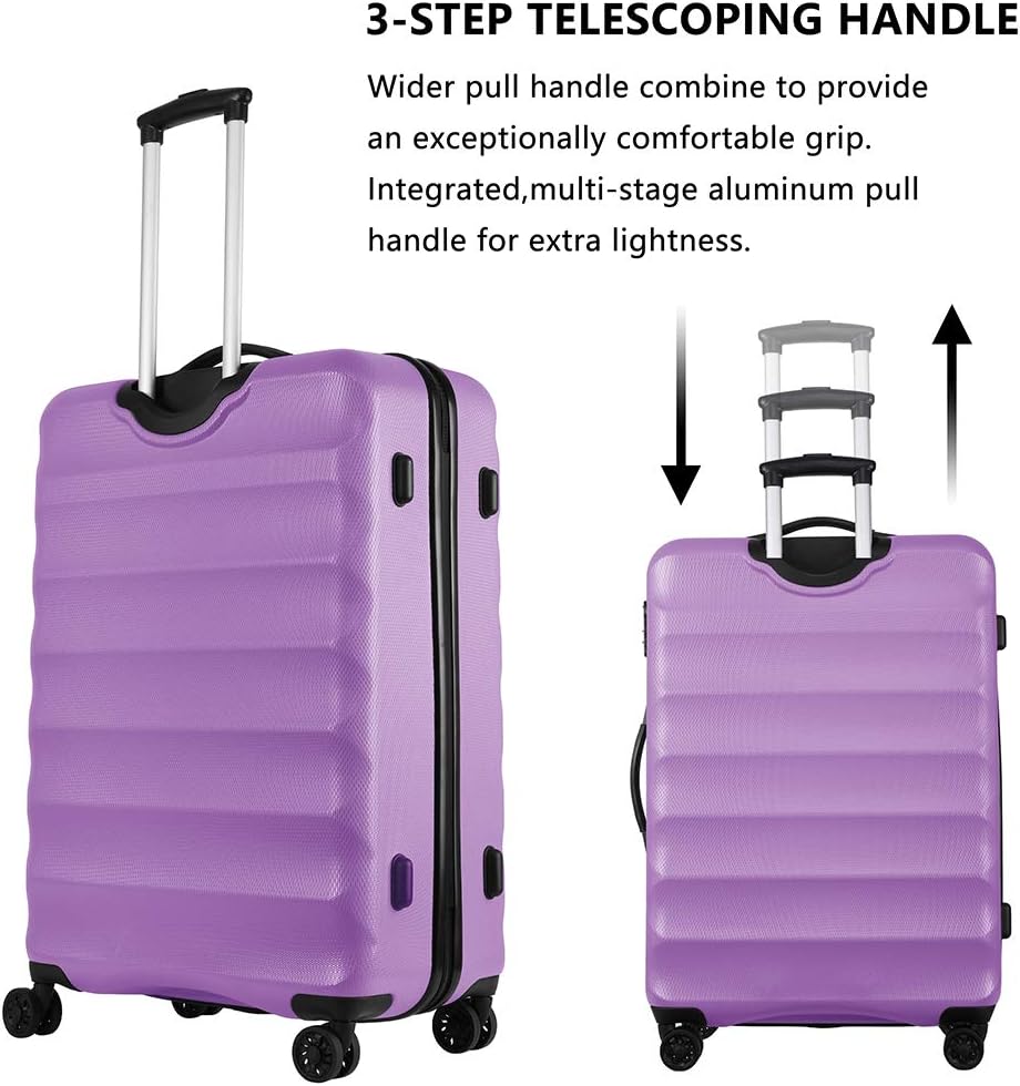 review GinzaTravel Anti-scratch ABS Hardside purple luggage 28inch luggage Lightweight Spinner Suitcase