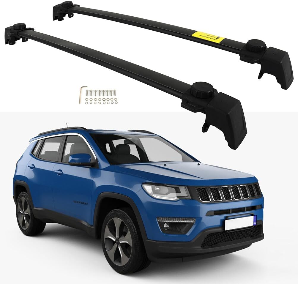 FINDAUTO Roof Rack Cross Bars for Jeep Compass 2011 2012 2013 2014 2015 2016 Cargo Bars for Rooftop Cargo Carrier Luggage Kayak Canoe Bike Snowboard,Fits Side Rails Models ONLY