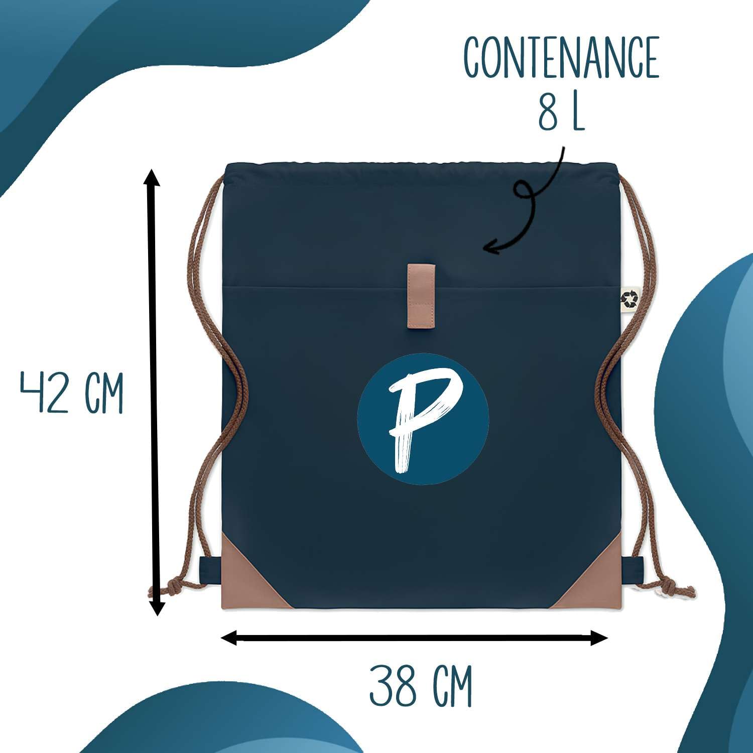 Sac à Dos Bleu avec Pochette J'peux Pas Brocante – Sac de Sport et Gym avec Cordelettes en Toile – Sac Doudou – Idée Cadeau Original Collègue, Anniversaire ou Départ Retraite