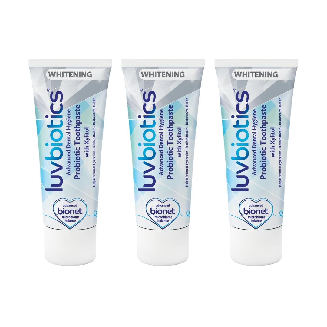 Luv Biotics Whitening Toothpaste with Probiotics, Xylitol and Aloe Vera - 3 x 75ml