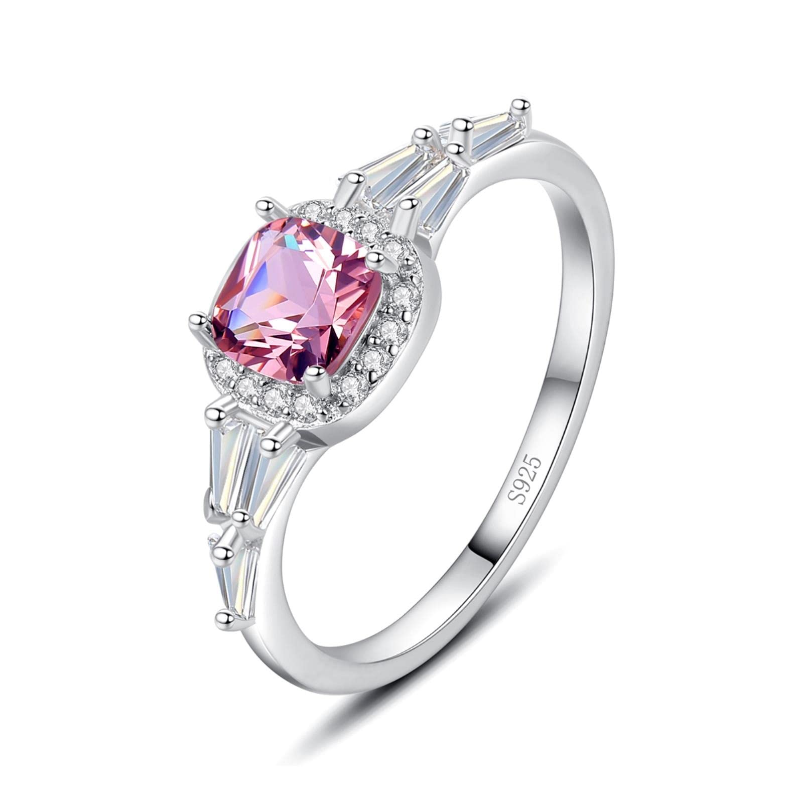 HCMA 925 Sterling Silver Rings For Woman Pink Topaz Finger Ring Solitaire Gemstone Wedding Band Fine Jewelry Engagement Gift