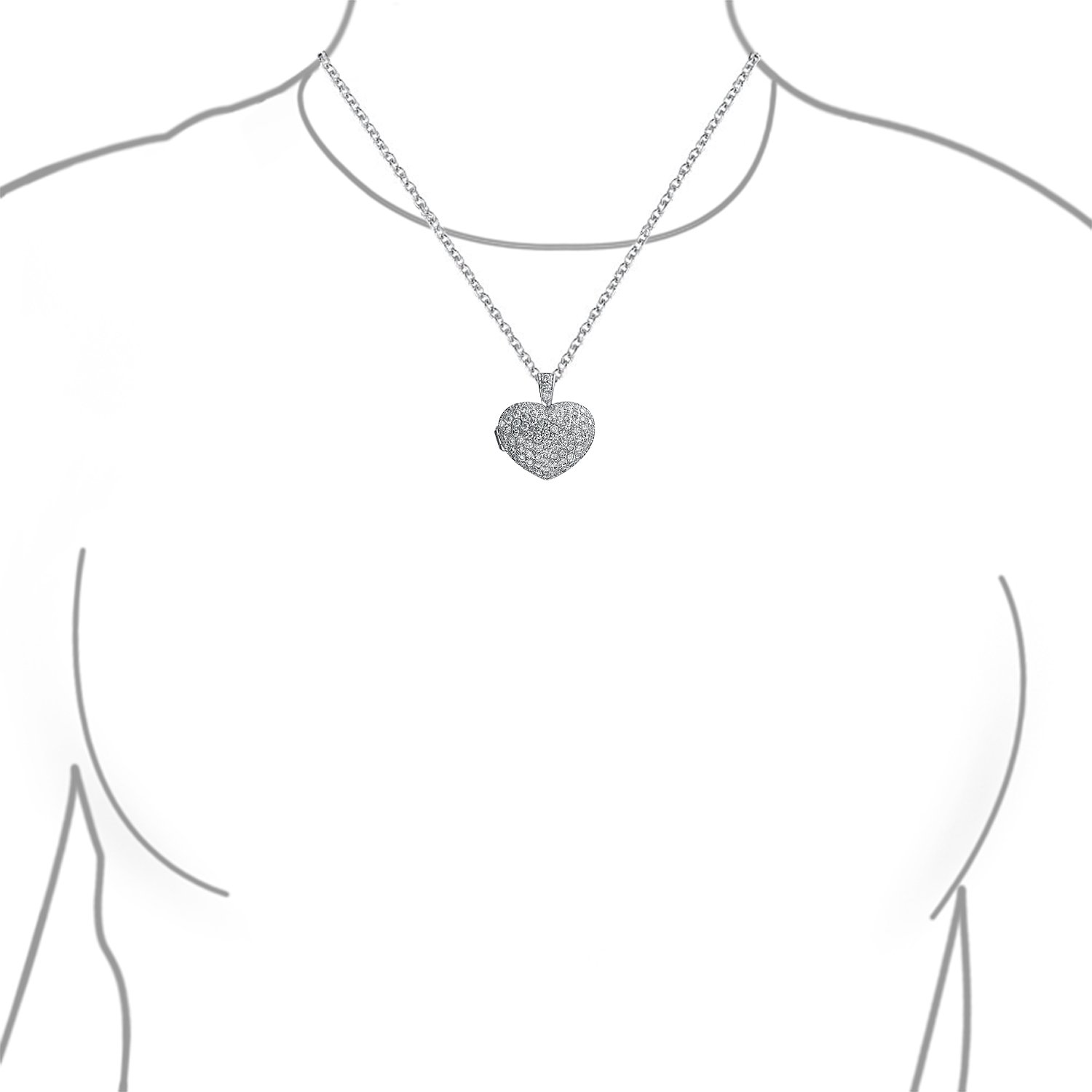 Bling Jewelry Grande ciondolo a forma di cuore con pavé di zirconi cubici, diffusore di profumo per aromaterapia, collana per donne e adolescenti.