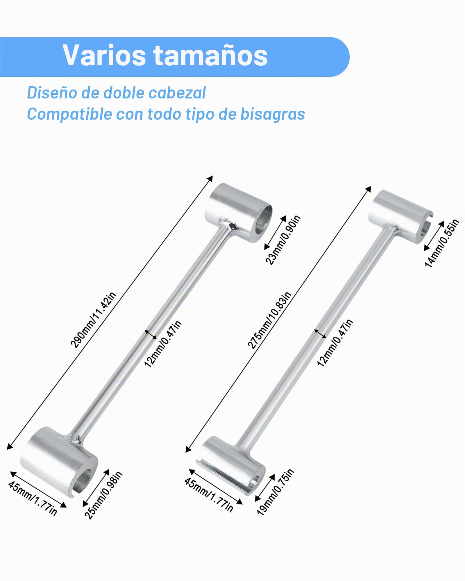 Herramienta de Ajuste de Bisagras de Puerta: Llave de Ajuste de Espacio de Bisagra Herramienta Reparación Bisagras Puerta para Puertas con Bisagras Tipo Bandera (14 + 19 + 23 + 25 mm)