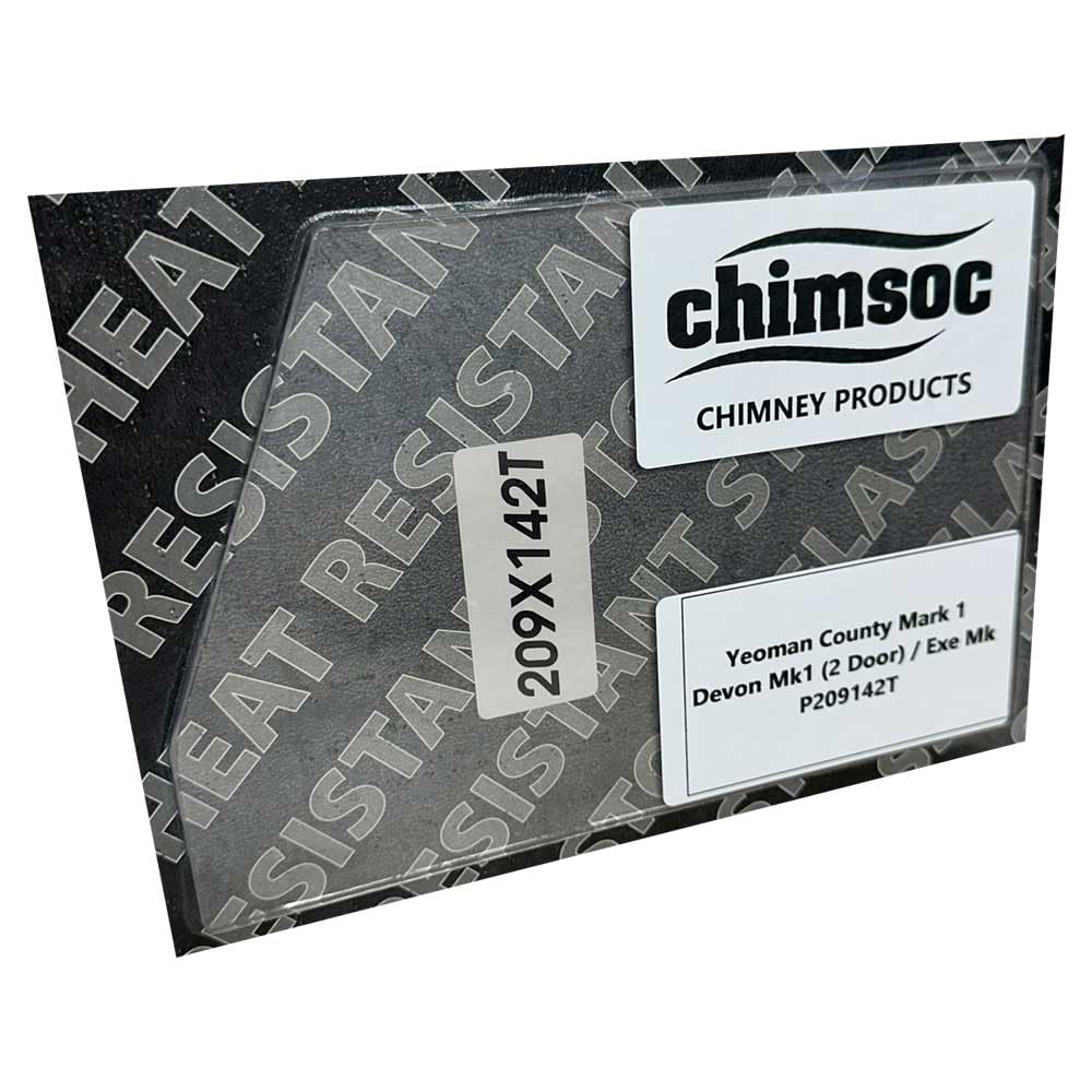 Chimsoc Clear Replacement Stove Glass - Yeoman County Mk 1 / Devon Mk 1 (2 Door) / Exe Mk 1 (209Mm X 142Mm Cut Corner)