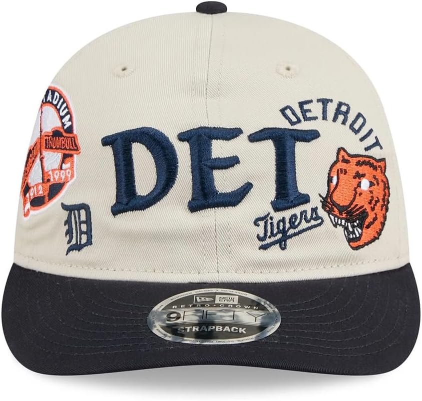 New Era Detroit Tigers 9FIFTY Cooperstown Scattered Patches Retro Crown Snapback Cap, Adjustable Hat