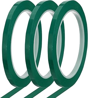 MECCANIXITY Whiteboard Tape 1/4" x 72 Yard Pinstripe Graphic Chart Line Grid Marking Tapes for Classroom Office Dry Erase Board Art, Green, Pack of 3