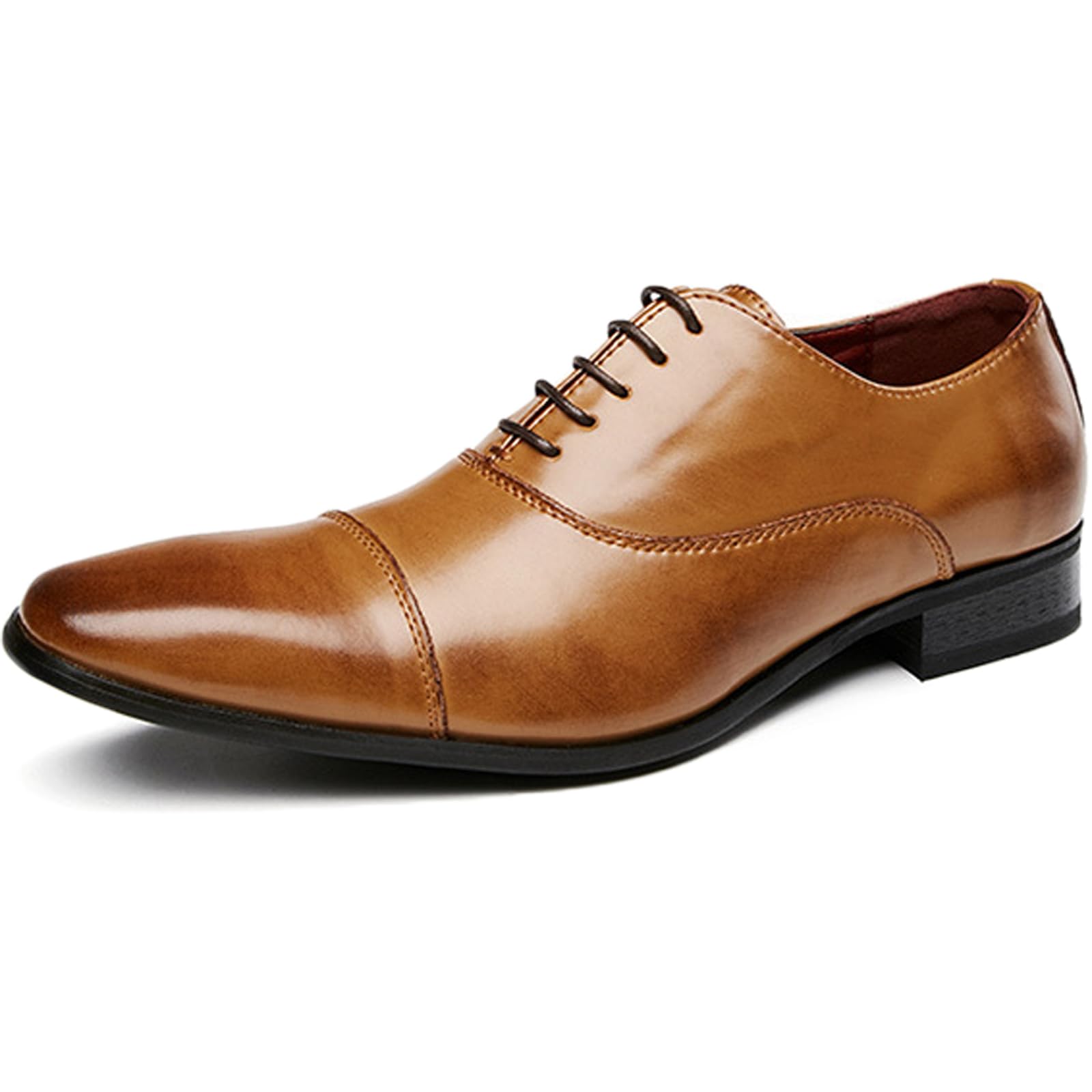 Scarpe Eleganti da Uomo Classiche Derby Formali in Pelle PU Oxford Classiche da Uomo, comode Stringate per Il Matrimonio, Lo Sposo, Il Ballo di fine Anno, L'Ufficio e Il Lavoro,Marrone,42