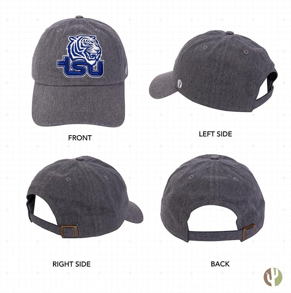 Desert Cactus Tennessee State University Baseball Hat TSU Tigers Brimmed Embroidered Cap Adjustable Cloth Strap Adult (Style A) Grey - Image 3
