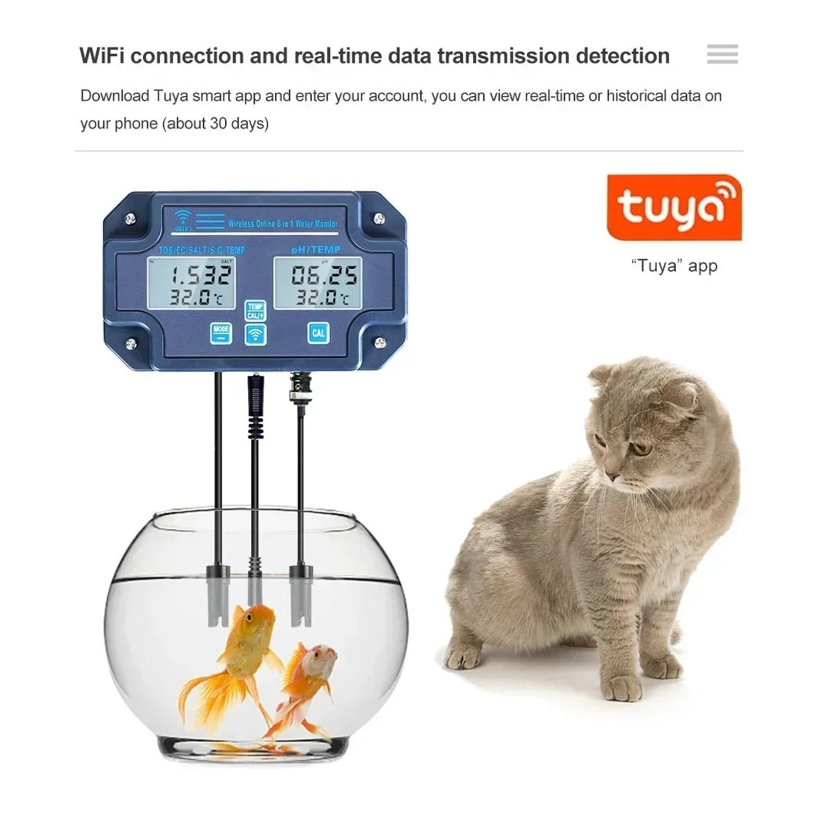 6 W 1 Wifi Tester Jakości Wody PH/EC/TDS/SALT/GS/Miernik Temp Analizator APP Online Zdalne Monitorowanie