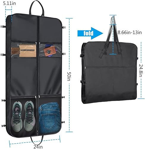 Miniatura 2 de ANBOO Bolsa de ropa de 50 pulgadas para viajes, bolsas de traje grandes para hombres y mujeres con correa para el hombro, funda de traje con