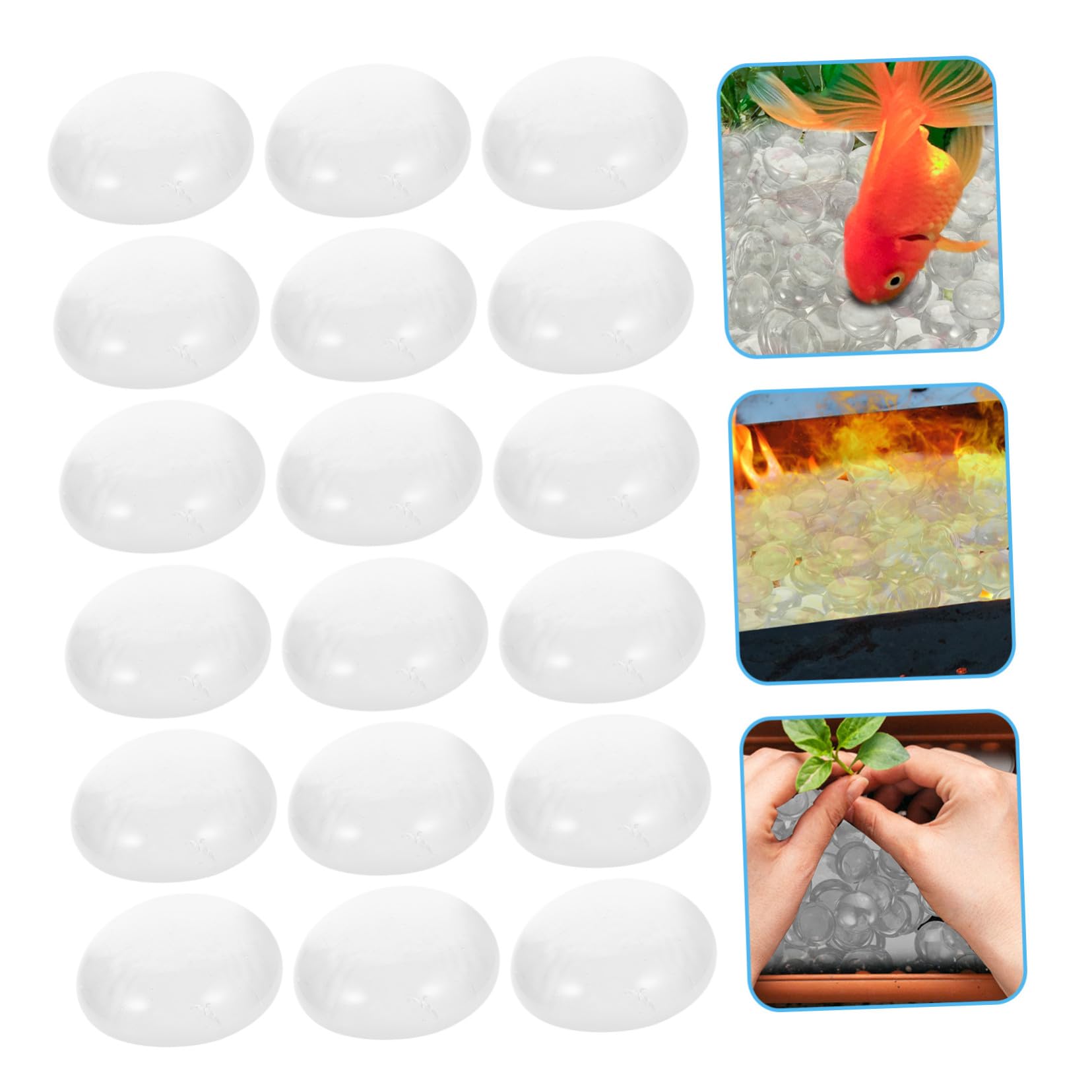 Verre D'aquarium 1kg en Verre pour Plantes et Décoration | Pierres Transparentes, Usage Aquarium et Pots de Fleurs, 16 à 19mm, 1 Paquet, Style Table