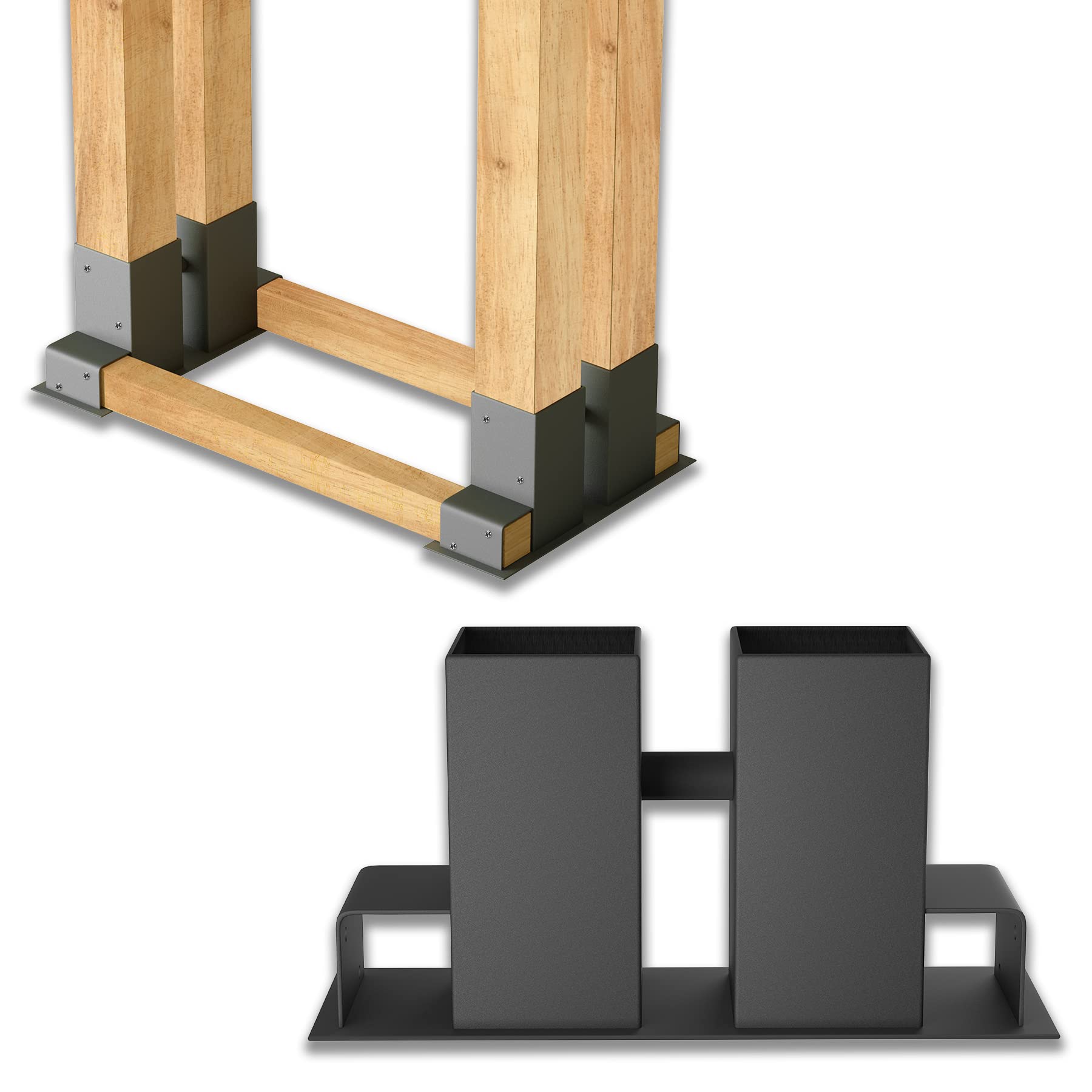 Froadp 4x Kaminholzstapelhilfe Metall Holzstapelhilfe Gespritztes Eisen Holzstapelhalter Stabile Brennholz Stapelhilfen Gestell Holzwiegen Kaminholzhalter für Kaminholz Brennholzregal Außen