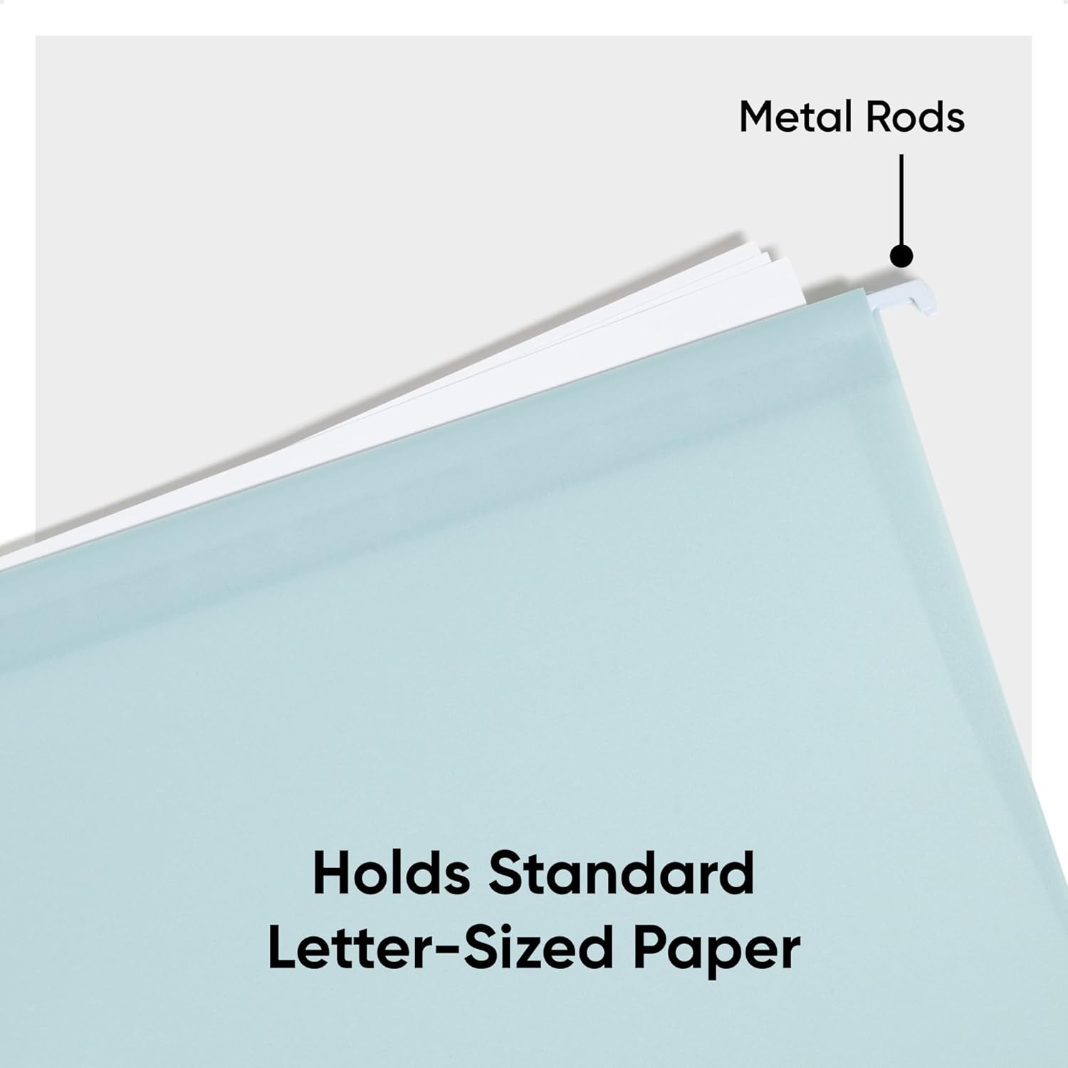 Smead Poly Plastic Hanging File Folders for Documents with Tabs, Letter Size, 0.5 Inch Expansion, File Cabinet Organizer for Filing Cabinets, Assorted Twilight Colors, 12 Pack, Office Supplies (10522)